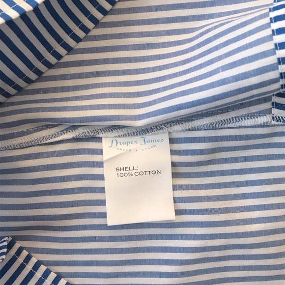 🔴 4/$15 Draper James Cotton Blue White Stripe Ruffle Front Blouse size 6 NWT - Picture 15 of 15